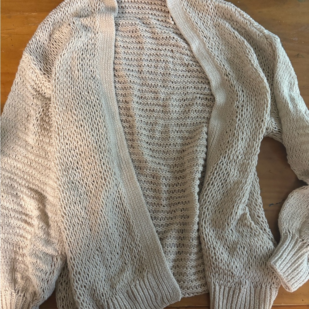 Aerie Cream Open-Knit Cardigan